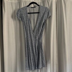 Brandy Melville Navy Floral Mini Wrap Dress